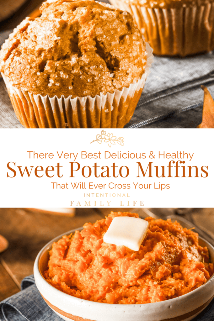 These quick and easy sweet potato muffins just may top my list of healthy muffin recipes! They are gluten free, egg free and dairy free! But they are a perfect on the go breakfast for kids; they are super moist and naturally sweet from sweet potatoes and applesauce. These healthy muffins are a perfect anytime snack for one or a crowd. #healthymuffins #sweetpotatomuffins #healthymuffinrecipes www.intentiionalfamilylife.com