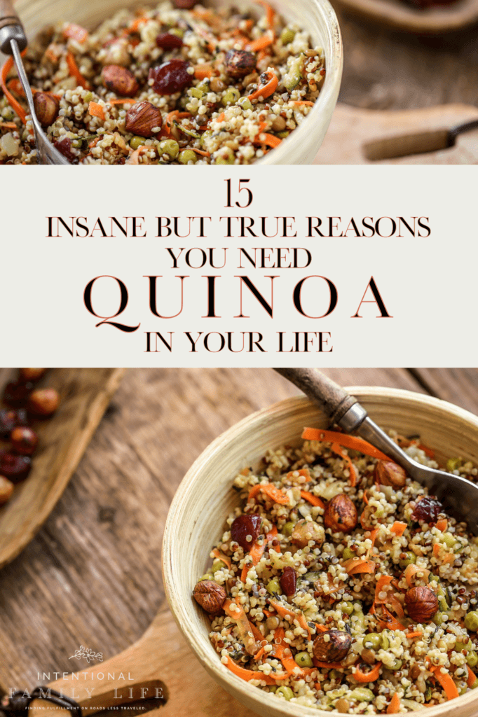Dual images of delicious looking gluten free quinoa autumn salad