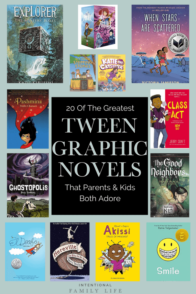 collage of images of various graphic novels for tweens