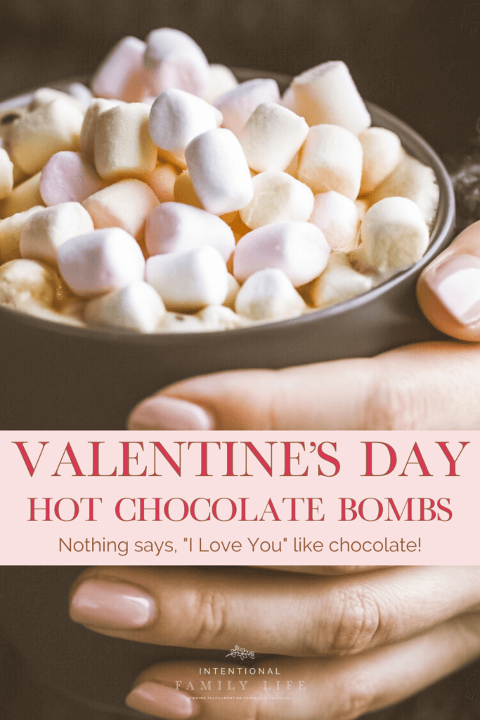 A delicious looking mug containing Valentines hot chocolate bomb