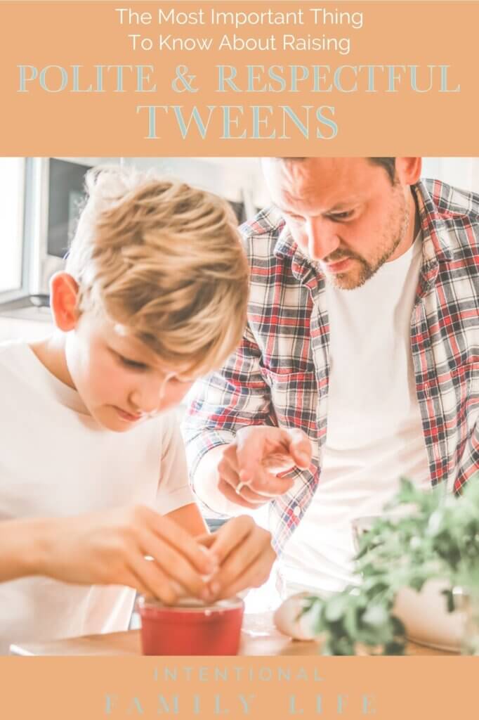 image of father and son in the kitchen together - illustrating the idea of teaching tweens respect