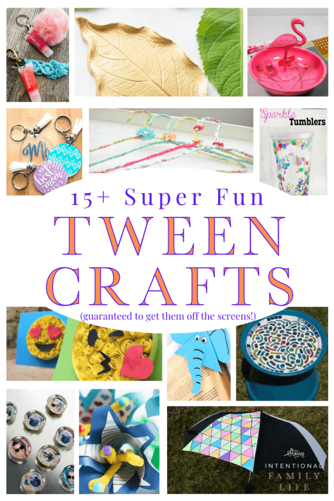 collage of  colorful pretty crafts - perfect crafts for tweens