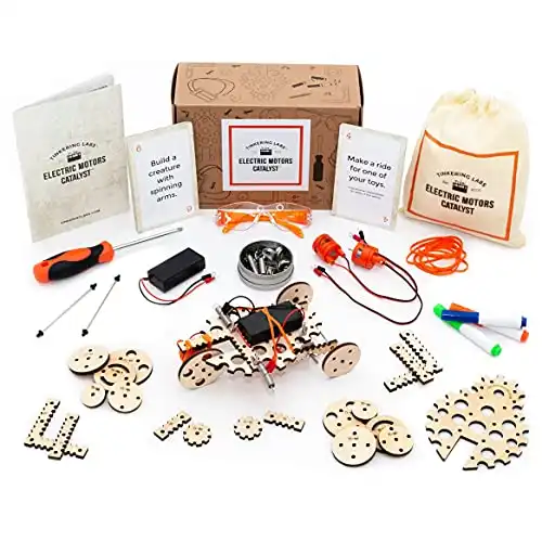 Tinkering Labs Electric Motors Catalyst STEM Kit w/ 50+ pieces, Robotic STEM Projects for Kids Ages 8-12, Educational Gift and IQ Builder for Boys and Girls