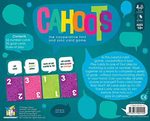 Gamewright Cahoots – the Cooperative Hint and Sync Card Game Multi-colored, 5"